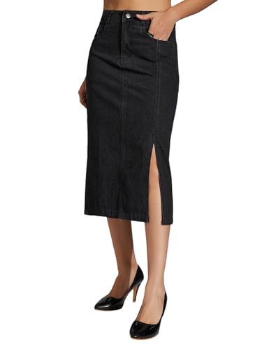 Image of Miss Chase Women's Straight High Rise Mini Denim Skirt