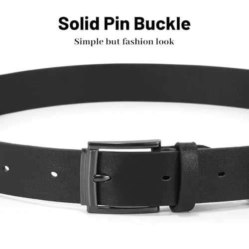 Image of WHIPPY Women Leather Belt for Jeans Pants Dresses Black Ladies Waist Belt with Pin Buckle