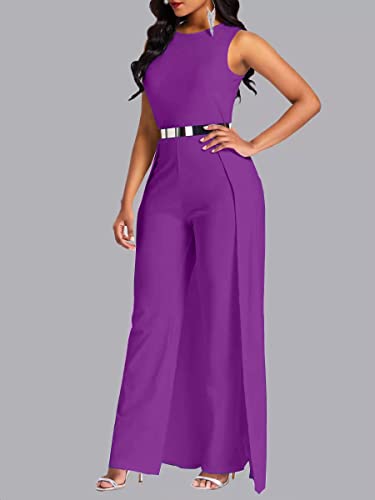 VERWIN Patchwork Overlay Embellished Plain Women's Jumpsuit High-Waist Woman Romper M