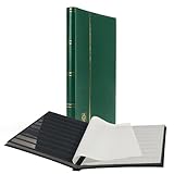 LIGHTHOUSE – “COMFORT” Padded Leather Cover Stockbook for Stamps - 32 Black Cardstock A4 Pages with Clear Strips and Double Linen Hinges - Green