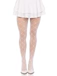 Leg Avenue Women's Love Struck Heart Net Tights, White, One Size