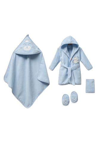 Coffret cadeau naissance garçon avec peignoir et cape de salle de bain 0-36 mois