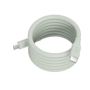 CIO スパイラルシリコンケーブル (1m)USB Type-C 急速充電 マグネット 充電ケーブル PD 240W 磁力で吸着してまとまる 形状記憶 データ転送 480Mbps (07:カームブルー)