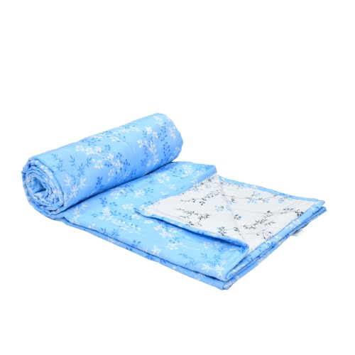 Image of Home Ecstasy 100% Cotton Mulmul Reversible Dohar for Single Bed 210 GSM (56 x 88 inches), Blue