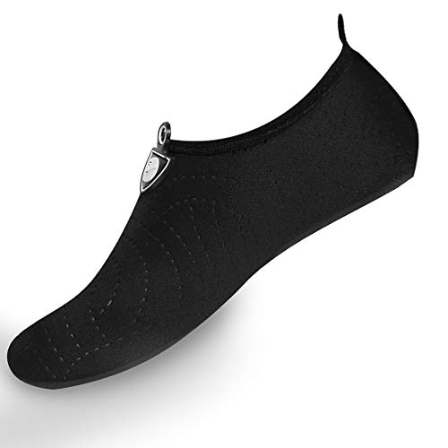 Coser Paradise Womens Mens Kids Water Shoes Quick-Dry Aqua Socks Barefoot Shoes for Outdoor Beach Swimming Surfing Yoga Pool Exercise, Black, EU40/41