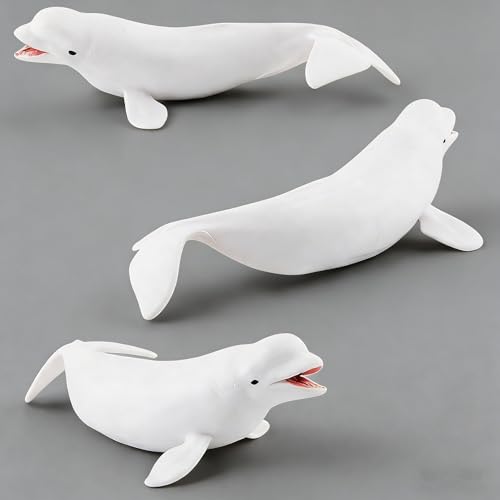 Image of SmilerSmile 7 inch Baby Beluga Figurine Plastic Sea Creature Toy for Toddlers | Solid PVC Action Figure, Simulation Sea Animals, Educational Ocean Animal Model, Non-toxic Safe Bath Toy for Kids