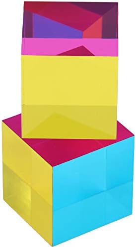 ZhuoChiMall CMY Mixing Colour Cube, 50mm (2 inch) Acrylic Cube Prism, CMYcube for Home or Office décor, STEM/STEAM Desktop Toys, Science Learning Educational Gift for Kids