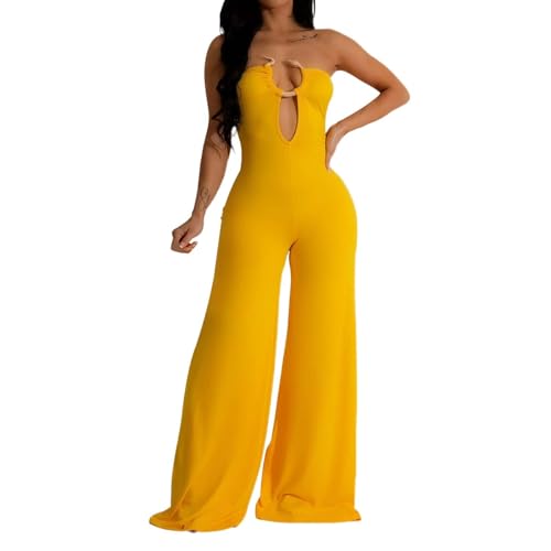 Mono para mujer con hombros descubiertos y bolsillos, traje de una pieza elegante y cómodo