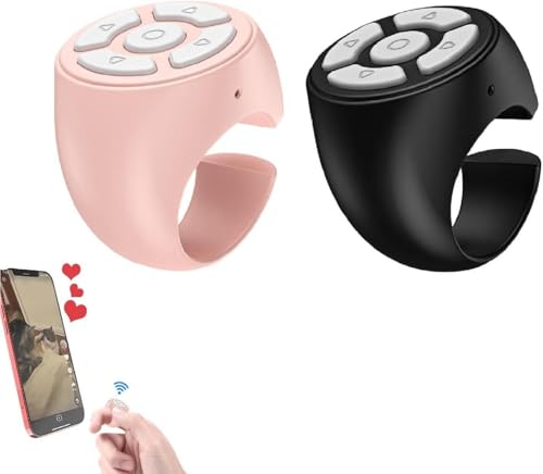 Scroll Ring, 2 Stück Scrolling Ring Für Tik-Toks, Fernbedienung Page Turner, Fernbedienungsring Für TIKToks, Stabile Bluetooths Smart Ring Fernbedienung, Seitenwender Scrollringe & Kamera Auslöser