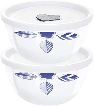 Borosil Serving Bowls for Entertaining, Set of 2, 32 OZ, Lightweight Ceramic Bowls, Large Bowls for Food Storage, Mixing bowls with lids, Prep bowls for Salad, Pasta, Microwave & Dishwasher Safe