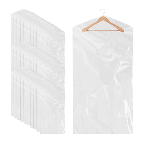 30 Pack Clear Garment Bags for Clothes, 35.4inch Clothes Covers Plastic Garment Bags Dry Cleaner Bags Plastic Clear Dry Cleaning Bags for Hanging Clothes Storage Travel