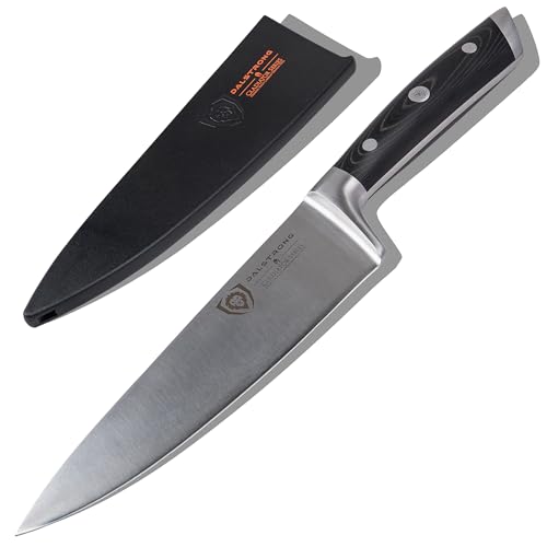 Dalstrong Chef Knife - 8 inch Blade - Forged HC German Steel Chef's Knife - Full Tang - Black G10 Handle - Gladiator Series ELITE - Razor Sharp Kitchen - Professional - Sheath - NSF Certified