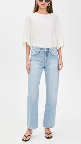 Image of PISTOLA - Lexi Mid Rise, Signature Bowed Straight Jeans - Light Denim Jeans
