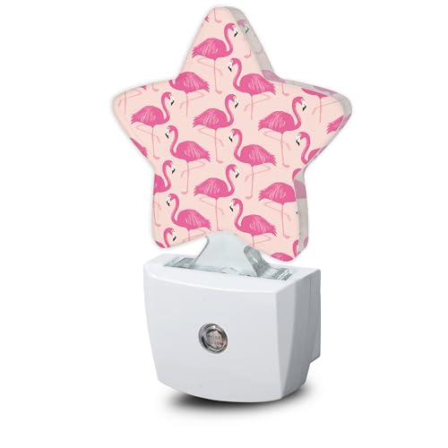 Image of Pink Flamingo Night Lights Plug into Wall with Dusk to Dawn Sensor,Lamp for Bedroom Bathroom Hallway Nightlight for Women Girls