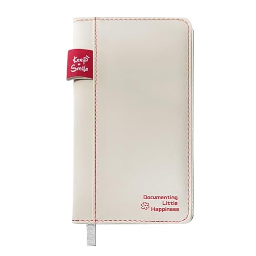 TYBGAU Boutique UK Cuaderno portátil de tapa dura A6, 200 páginas, papel blanco de 100g, encuadernación cosida con páginas de cuadrícula en blanco forradas de cuero PU grueso Diario(Beige,Lined)