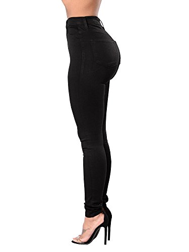 Aodrusa Womens Skinny Jeans High Waisted Stretch Slim Denim Butt Lift Pencil Pants Black3