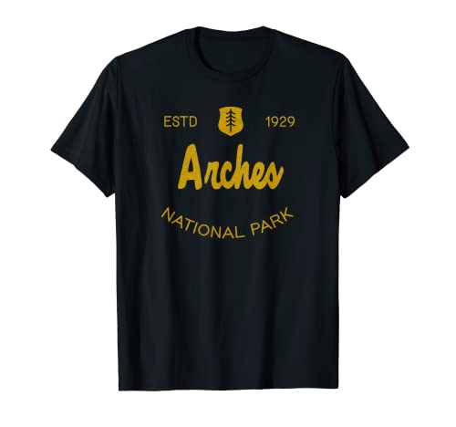 Arches National Park Classic Script Style Testo Maglietta