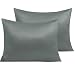 NTBAY Zippered Satin Pillowcases, Super Soft and Luxury Standard Pillow Cases Set of 2, 20 x 26 Inches, Dark Grey