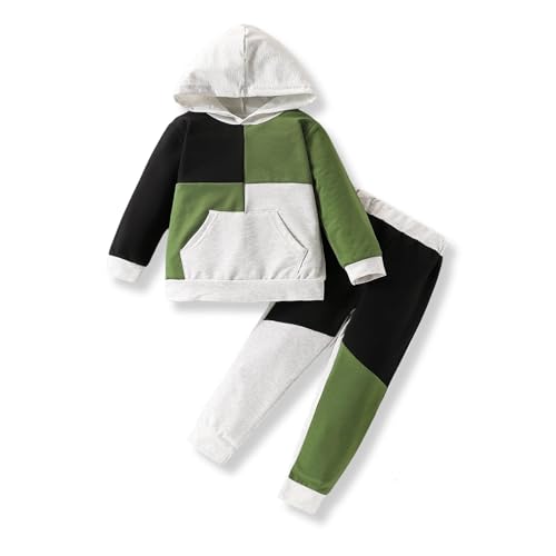 Image of 2-6T Toddler Baby Boy Clothes Color Blocking Hoodies + Pants Fall Winter Outfits
