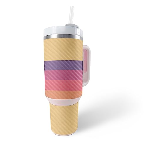 Image of MightySkins Carbon Fiber Skin Compatible with Stanley The Quencher H2.0 FlowState 40 Oz Tumbler - Mellow Stripes | Protective, Durable Textured Carbon Fiber Finish | Easy to Apply