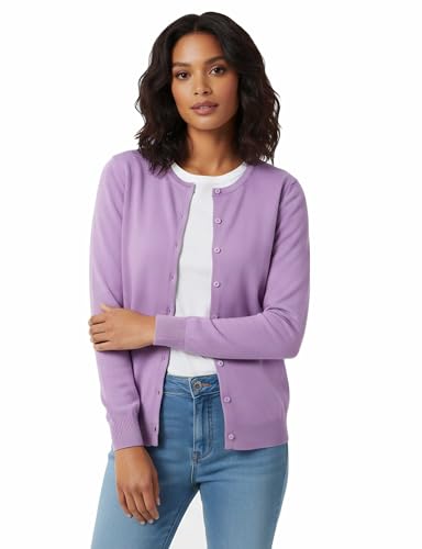Image of Allsense Women's Long-Sleeve Crewneck Cardigan | Classic Button Down Sweater, Soft Fine Knit, Lightweight
