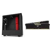 NZXT H510 - CA-H510B-BR - Compact ATX Mid-Tower PC Gaming Case - Black/Red & Corsair Vengeance LPX 16GB (2x8GB) DDR4 DRAM 3200MHz C16 Desktop Memory Kit - Black