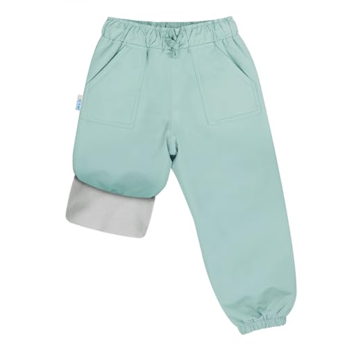 JAN & JUL Waterproof Snow Pants, Breathable Rain Pants with Fleece-Lining for Kids (Dusty Blue, Size 4T)