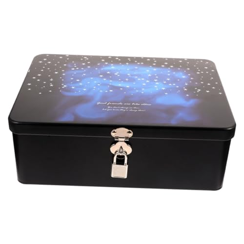 TOYANDONA Caja de Almacenamiento de Hojalata con Cerradura y Llave Caja Decorativa Vintage para Joyas Dulces y Pequeños Objetos Resistente y Compacta para Escritorio y Regalos