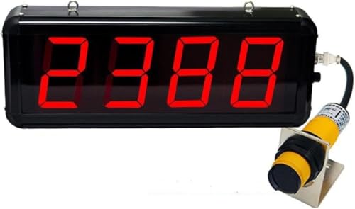 Contatore Digitale a LED - Contatore a Nastro trasportatore a 4 cifre Fino a 9999, sensore con Portata di 70 cm per fabbriche, Linee di Produzione e officine.,
