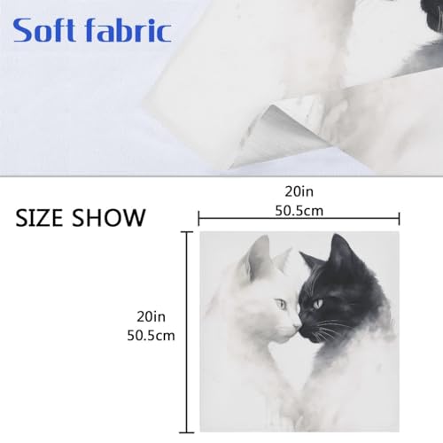 Servilletas de tela negras con gato blanco 20x20 pulg 6 pcs miniatura 2