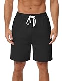 HeSaYep Mens Workout Sweat Shorts Cotton Gym Running Casual Athletic Shorts 7 Inch Baggy Lounge Fleece Drawstring SweatShorts with Pockets Black XL