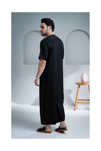 Zerouki Black Half Sleeve Thobe Jubba2