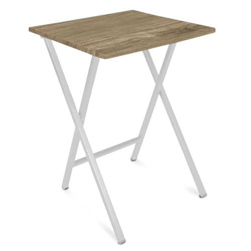 TIENDA EURASIA - Mesa Plegable Comedor | Estructura de Acero Resistente | Tablero de Madera MDF Cuadrada | Auxiliar de Cocina | Medida 48 x 48 x 65 cm (NORDICA)