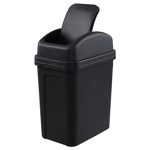Image of Rosebloom 2 Gallon Swing Top Trash Can, Small Plastic Garbage Bin with Lid | Under Desk Trash Bins, Waste Basket with Swing Lid for Bathroom, Bedroom, Restroom, Kitchen, Dormitory