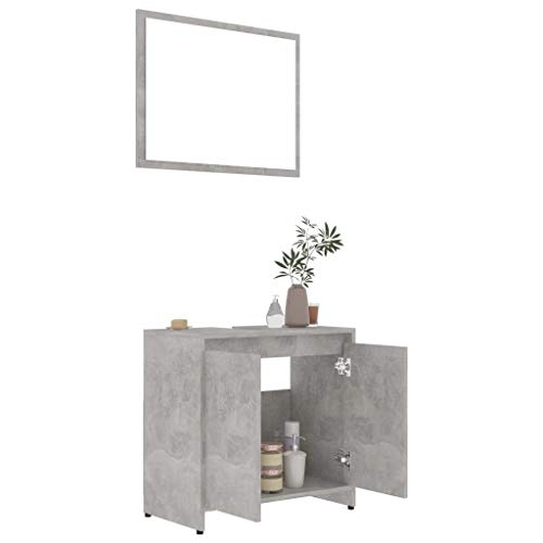 Juego de muebles de baño de 3 piezas para organizar aseos pequeños con madera gris 8