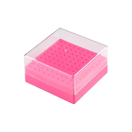 FSpronail Nail Drill Bits Holder,100 Holes Nails Drill Grinding Head Organizer Empty Box,Nail Drill Kit and Nail Drills Cleaning Brush Dust-proof Storage Display Manicure Tool Container Case(Rose red)