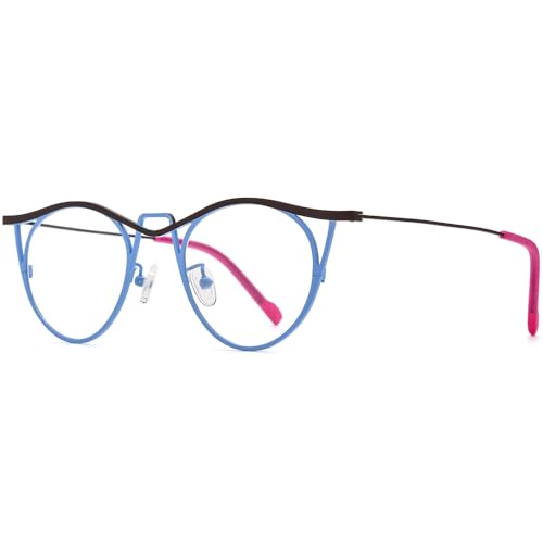 Image of FONEX Colorful Pure Titanium Glasses Frame Women Retro Round Eyeglasses F85782