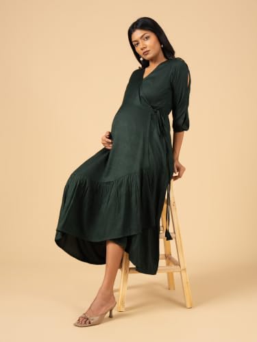 Image of The Mom Store Maternity and Nursing Wrap Dress for New Mom | Pre and Post Pregnancy Wear for Womens | Trendy Stylish Printed Friendly Dresses for Women | Comfortable