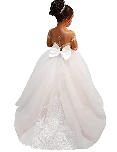 MuchXi Lovely Lace Flower Girls Dresses Kids First Communion Dress Princess Wedding Pageant Ball Gown