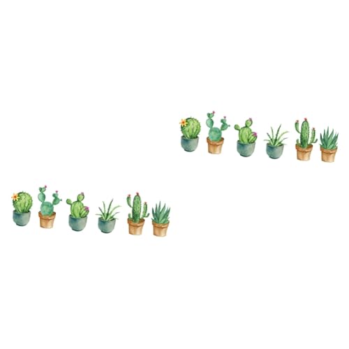 UKCOCO 2 Piezas Calcomanías De Pvc Etiqueta De La Pared De Plantas En Macetas Pegatinas De Pared De Fondo Calcomanías De Cactus Green