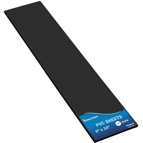Image of Mega Format Expanded PVC Plastic Sheets - 6 inch X 24 inch Black Rigid Sheet for Crafts, Signage, & Displays - Sintra, Celtec PVC Board - Waterproof for Outdoors Use - 1 /4 inch 6mm Thick - 1-Pack-Black
