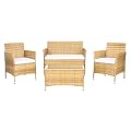 SAFAVIEH Outdoor Collection Bandele Natural/White Cushion 4-Piece Conversation Patio Set PAT7506D