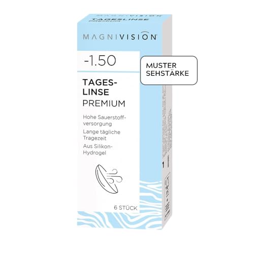 MAGNIVISION Tageslinsen Premium weiche Kontaktlinsen für -3,50 dpt. | 6 Stück | BC 8.6 | DIA 14.2 | mit Silikon-Hydrogel-Material & UV-Filter für lange Tragezeiten | ohne Konservierungsstoffe