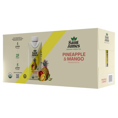Saint James Iced Tea | Pineapple & Mango Organic Green Tea | Organic, Non-Gmo Green Tea, 12 Pack (16.9Oz Each) #TOP3