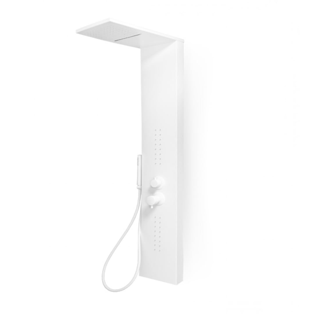 Ogomondo Colonna Doccia Attrezzata Easy in Acciaio Bianco Con Cascata 150x23x53