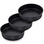 HaWare 8inch Cake Tins Set of 3, Non-Stick Stainless Steel Baking Pan, Round Birthday Wedding Layer Cake Tin for Kitchen Baking Roasting Serving, Healthy & Non-Toxic, Rust Resistant (20cm, Black)