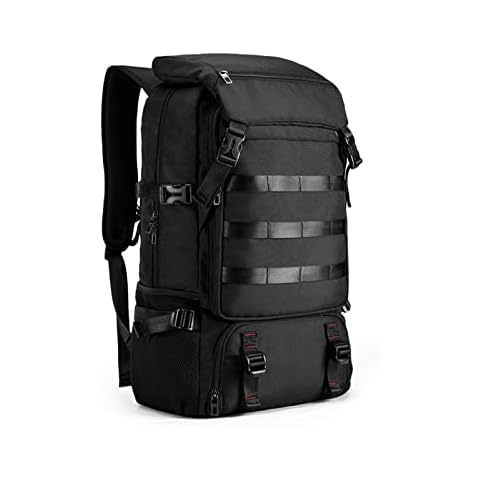 TABITORA Canvas Travel Backpack Business Trip Large Capacity Backpack 80 Liters Climbing Outdoor Sports 17-inch Computer Luggage Bag Black Cover