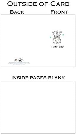 Eco-Friendly Thank You Cards - 40 Folding Bear Thank You Cards with Matching Blue Recycled Envelopes
