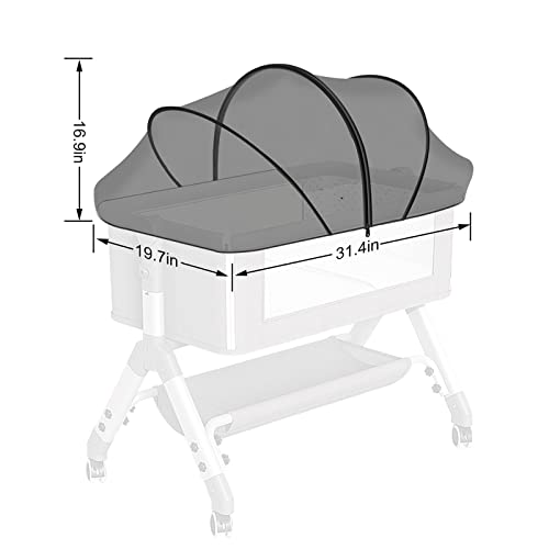 Bassinet Cover with Two-Way Zipper,Portable Bassinet Mosquito Net Cover for Cats to Keep Pets Out(Black)