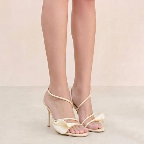 Image of Flower Heels for Women Calla Lily Strappy Slip On Open Toe Wrap Around Floral Stiletto Sandals High Heel Party Dressy Sandals